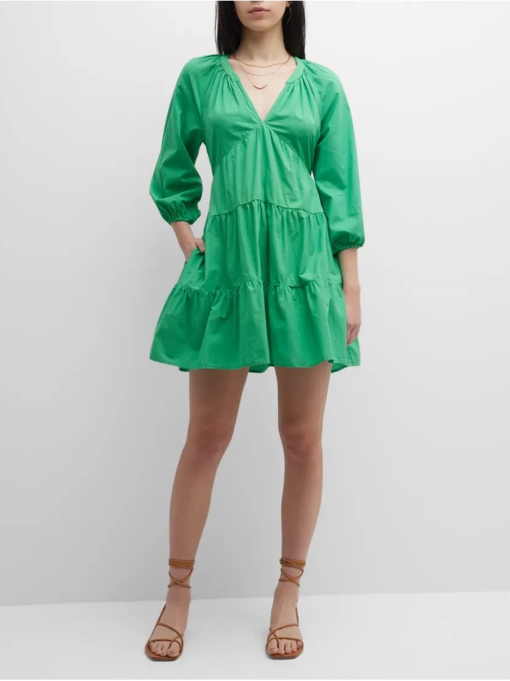 XiRENA Bright Green Tiered Mini Dress